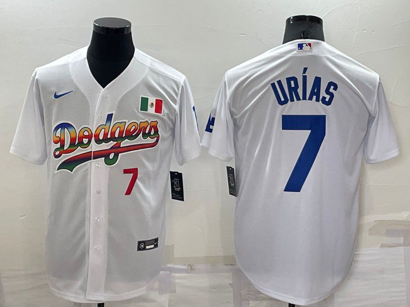 Men Los Angeles Dodgers #7 Urias White rainbow Nike 2022 MLB Jersey1->los angeles dodgers->MLB Jersey